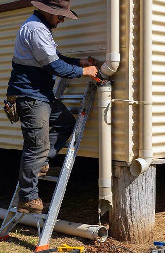 Plumber Cleaning Downpipe